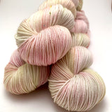 Hand Dyed Yarn “Pink Muscat (Pale)” Pink Blush Green Mint Apricot Rose Cream Red Speckled Merino Nylon Fine Fingering Superwash 463yds 100g
