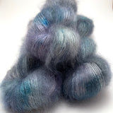 Hand Dyed Yarn "Loose and Complete" Blue Grey Navy Green Spruce Teal SuperKid Mohair Silk Laceweight 465yds 50g