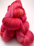 Hand Dyed Yarn "Bouquet" Pink Red Fuchsia Magenta Scarlet Rose Melon Purple Gold Merino Silk Cashmere Fingering Superwash 438yds 100g