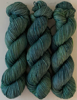 Hand Dyed Yarn "If a Teal Falls in the Forest" Blue Navy Teal Turquoise Green Spruce Emerald Speckled Merino Sport SW 328yds 100g