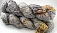 Hand Dyed Yarn "Rusty Bucket” Grey Silver Brown Orange Gold Copper Rust Speckled BFL Bluefaced Leicester Silk Fingering Superwash 425yds 115g