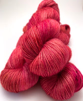 Hand Dyed Yarn "Bouquet" Pink Red Fuchsia Magenta Scarlet Rose Melon Purple Gold Merino Silk DK Superwash 246yds 100g