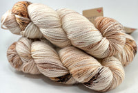 Hand Dyed Yarn "Whole Grain" Brown Tawny Copper Ecru Caramel Chestnut Speckled Merino Fingering Superwash 425yds 115g