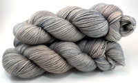 Hand Dyed Yarn "Back Deck" Grey Brown Gray Greige Tan Taupe Smoky BFL Bluefaced Leicester Fingering SW 438yds 100g