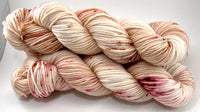 Hand Dyed Yarn "Sunspot Baby" Blush Tan Pink Ecru Brown Gold Orange Speckled Merino DK Superwash 243yds 100g