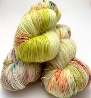 Hand Dyed Yarn "Freshly Squeezed" Green Yellow Lime Fuchsia Pink Orange Speckled Merino Lace Singles 825yds 115g