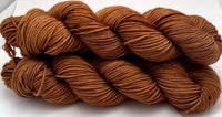Hand Dyed Yarn "Just Rusted Enough" Rust Brown Copper Orange Gold Caramel Speckled Merino Worsted Superwash 218yds 100g