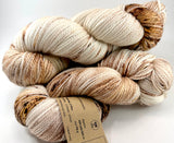 Hand Dyed Yarn "Whole Grain" Brown Tawny Copper Ecru Caramel Chestnut Speckled Merino Fingering Superwash 425yds 115g