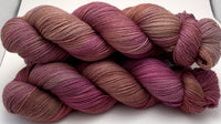 Hand Dyed Yarn "Plush" Purple Plum Brown Gold Black Grey Puce Bluefaced Leicester Lace Superwash 875yds 100g