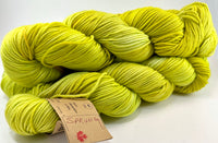 Hand Dyed Yarn "Sprung" Lime Chartreuse Acid Green Yellow Gold Merino Worsted Superwash 218 yds 100