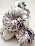 Hand Dyed Yarn "Dammit Granite" Grey Black Silver White Ecru Speckled Merino Nylon Fine Fingering SW 463yds 100g