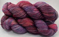 Hand Dyed Yarn "Masquerade" Blue Brown Purple Pink Red Navy Grey Merino Silk DK Superwash 246yds 100g