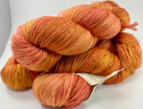 Hand Dyed Yarn "Razzle Dazzle" Gold Pink Orange Yellow Peach Magenta Speckled Merino Fingering Superwash 425yds 115g