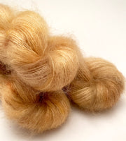 Hand Dyed Yarn "Wheat Kings" Yellow Beige Honey Tan Gold Blonde Brown Speckled SuperKid Mohair Silk 465yds 50g