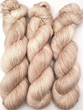 Hand Dyed Yarn "Nanny’s Linen" Tan Ecru Ivory Blush Beige Pale Polwarth DK Superwash 246yds 100g