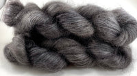 Hand Dyed Yarn "Charred" Grey Charcoal Gray Brown SuperKid Mohair Silk Laceweight 465yds 50g