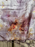 Hand Dyed Silk Scarf "Up to No Good (#2)" Silver Grey Taupe Brown Gold Purple Pink Violet Yellow Red Rust Copper Mulberry Silk Scarf 23” x 73” 59cm x 187cm