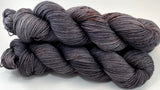 Hand Dyed Yarn "Cast Iron" Grey Brown Charcoal Backish Rust Speckled Merino Sport Superwash 328yds 100g