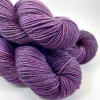 Hand Dyed Yarn "Oh! Aubergine" Purple Plum Brown Grey Black Smoky Speckled Merino Silk DK Superwash 231yds 100g
