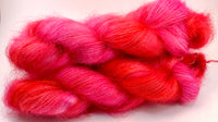 Hand Dyed Yarn "Kenspeckle XXXVI" Pink Magenta Hot Pink Apple Red DidIMentionPink SuperKid Mohair Silk Laceweight 465yds 50g