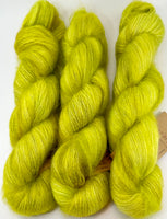 Hand Dyed Yarn "Sprung" Lime Chartreuse Green Yellow Gold Kid Mohair Silk Laceweight 465yds 50g