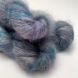 Hand Dyed Yarn "Loose and Complete" Blue Grey Navy Green Spruce Teal SuperKid Mohair Silk Laceweight 465yds 50g