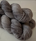 Hand Dyed Yarn "Scattered" Grey Silver Brown Black Speckled Merino Silk Yak Fingering Superwash 438yds 100g