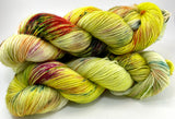 Hand Dyed Yarn "Freshly Squeezed" Lime Green Yellow Chartreuse Pink Fuchsia Teal Polwarth Fingering Superwash 438yds 100g