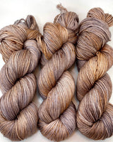 Hand Dyed Yarn "Whippoorwill" Grey Silver Brown Copper Tan Caramel Beige Speckled Merino Silk Fingering Superwash 438yds 100g