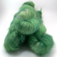 Hand Dyed Yarn "Just Escarole With It" Chartreuse Green Emerald Avocado Baby Suri Alpaca Silk Heavy Laceweight 328yds 300m 50g