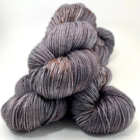 Hand Dyed Yarn "Cast Iron" Grey Brown Charcoal Backish Rust Speckled Merino Silk Fingering Superwash 438yds 100g