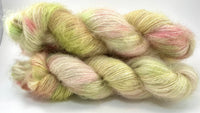 Hand Dyed Yarn "Pink Muscat (Pale)" Pink Blush Rose Cream Red Green Mint Lime Apricot Speckled SuperKid Mohair Silk Laceweight 465yds 50g
