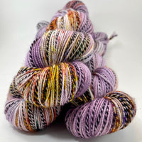 Hand Dyed Yarn “Hullabaloo" Purple Violet Orange Yellow Peach Magenta Green Speckled Merino Nylon Zebra Fingering Superwash 438yds 100g