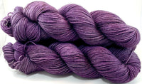 Hand Dyed Yarn "Oh! Aubergine" Purple Plum Brown Grey Black Smoky Speckled Merino Silk DK Superwash 231yds 100g