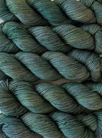 Hand Dyed Yarn "If a Teal Falls in the Forest…" Teal Green Blue Spruce Turquoise Navy Emerald Lime Speckled Merino Silk Yak Fingering Superwash 438yds 100g