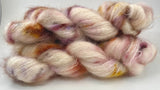 Hand Dyed Yarn "Mischievous Grin” Pink Brown Purple Gold Tan Red Ecru Blush SuperKid Mohair Silk Laceweight 465yds 50g